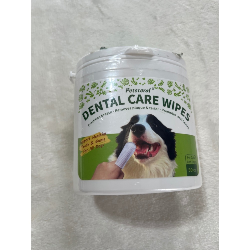 Petstoral Dental Care Wipes for Dogs & Cats 50 Count Sealed Exp 09/2027